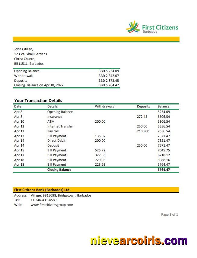 Barbados first citizens bank statement xls